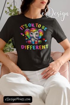 Our rainbow-maned elephant shirt is a tribute to those who live vibrantly while supporting the autism community. Be the change in this eye-catching elephant T-shirt, celebrating the beauty of diversity. Each purchase supports autism advocacy, spreading understanding one shirt at a time. #AutismSupport #DiversityWins #UniqueStyles Spreading Positivity, Elephant Shirt, Be The Change, Elephant Design, Spread Love, Be Different, Puzzle Pieces, Tee Design, Jersey Shorts