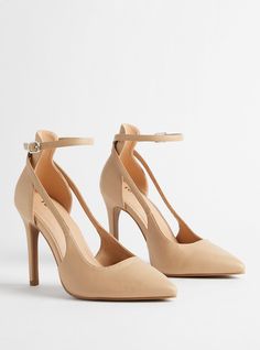 Pointed Toe Ankle Strap Stiletto (WW)Plus Size Pointed Toe Ankle Strap Stiletto (WW), TAN BEIGE 2024 Shoes, Gorgeous Heels, Unique Fits, Mary Jane Heels, Pointed Toe Heels, Stiletto Pumps, Extra Room, Plus Size Womens Clothing, Ankle Straps