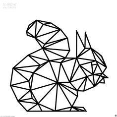 a black and white rabbit made out of geometric lines on a white background with the words,