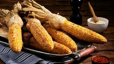 grilled corn on the cob with spices and salt