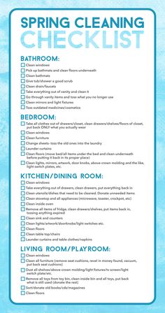 the spring cleaning checklist is shown in blue