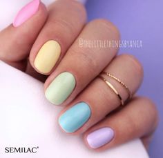 Multi Colored Nails Pastel, Summer Pastel Nails Short, Pastel Shellac Nails, Easter Colors Nails, Easter Dip Powder Nails, Hybrid Nails Inspiration, Gel Nail Colours, Pastel Nail Colors, Pastel Color Nails