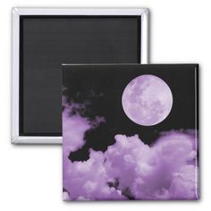 a full moon in the sky with clouds refrigerator magnets, set of 2 - inch square magnets