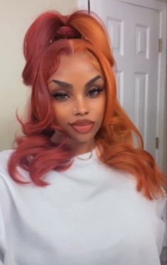 Orange Hairstyles, Hairstyles Ponytail, Cute Hair Colors, Creative Hair Color, Dyed Hair Inspiration, Beautiful Hair Color, Dope Hairstyles