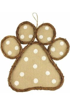 Shop For 20 Fabric Paw Print Grapevine Hanger: Natural at Michelle's aDOORable Creations How To Make A Dog Paw Wreath, Wreath Paw Print, Dog Paw Wire Wreath, Dog Paw Wreaths For Front Door, Wooden Paw Print Door Hanger, Pet Wreath, Frame Fabric, Elf Christmas Tree, Work Wreath Forms