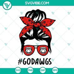 a woman with red glasses and a bow on her head is featured in the logo for go dawgs