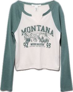 Full Tilt, Raglan Tee, Girls Long Sleeve, Montana, Collage, Long Sleeve, Green, Pins