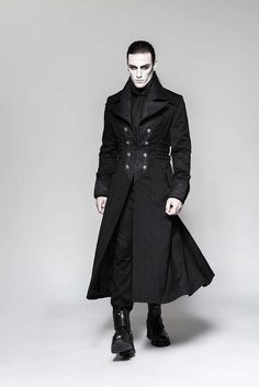 Mens Long Jacket, Lord Of Darkness, Steampunk Men, Gothic Coat, Goth Guys, Steampunk Wedding, Gothic Clothes