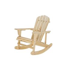 a wooden rocking chair on a white background