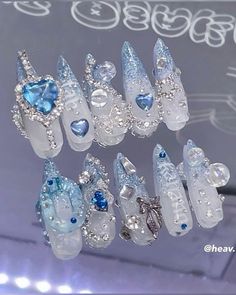 Elegant Touch Nails, Pretty Nail Designs, Blue Nail Designs, Kawaii Nails, Luxury Nails, Dream Nails