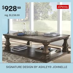 an advertisement for a coffee table with the price $ 929 90 reg $ 350 00