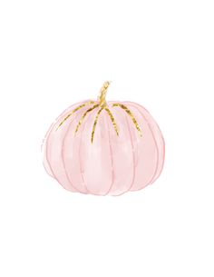 a pink pumpkin with gold foil on it