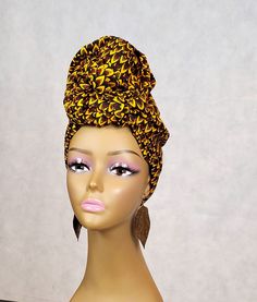 African Turban Wrap | Ankara Head Wraps | Scarf for Women | African Hair Accessories Adjustable Brown Turban Headband, Adjustable Brown Turban, Traditional One Size Headwrap Headband, Adjustable Yellow Headscarf In Headband Shape, Adjustable Yellow Headscarf Headband, Yellow Adjustable Headband Headscarf, Yellow Headwrap Headband One Size, Yellow Headwrap Headband One Size Fits Most, Traditional One-size Headwrap