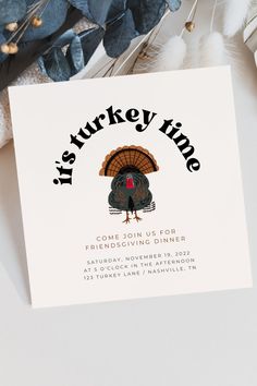 a thanksgiving card with a turkey on it