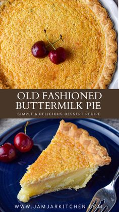 Slice of buttermilk chess pie Southern Buttermilk Pie, Buttermilk Pie Recipe, Southern Pies, Chess Pie Recipe, Buttermilk Pie, Southern Desserts, Buttermilk Recipes, Easy Pie Recipes, Banoffee Pie