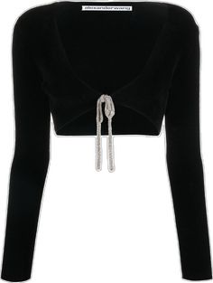 Fitted Cropped Sweater For Party, Chic Fitted Cropped Sweater For Party, Elegant Long Sleeve Cropped Sweater, Chic Long-sleeved Cropped Sweater For Night Out, Winter Evening Cropped Tops, Chic Cropped Long Sleeve Sweater For Night Out, Chic Long Sleeve Cropped Sweater For Night Out, Winter V-neck Crop Top For Night Out, Elegant Long Sleeve Winter Crop Top