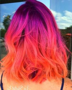 Halloween Hair Color Ideas, Halloween Hair Color, Halloween Ombre, Orange Ombre Hair, Pink And Orange Hair, Pink Ombre Hair, Hair Orange, Hair Color Orange