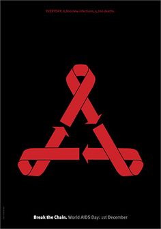 the poster for break the chain world aids day, december 11 - 13 in red on black