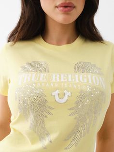 Rhinestone Graphic Tee With Crew Neck, Casual Crew Neck T-shirt With Rhinestones, Graphic Tee With Rhinestones And Crew Neck, Rhinestone Cotton Crew Neck T-shirt, Graphic Tee T-shirt With Rhinestones, Short Sleeve, Cotton T-shirt With Rhinestones And Short Sleeves, Cotton T-shirt With Rhinestones Short Sleeve, Cotton Short Sleeve T-shirt With Rhinestones, Rhinestone Graphic Tee