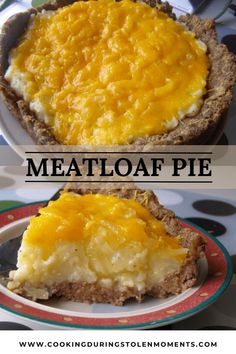 two different types of meatloaf pie on plates