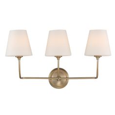 Modern Charleston Shaded Vanity Light - 3 Light - Shades of Light Gold Bathroom Vanity, Light Bathroom Vanity, Charleston Style, Crystorama Lighting, Vanity Light Fixtures, Light Bathroom, Candelabra Bulbs