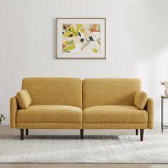 a living room scene with focus on the couch