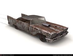 an old rusty car is shown on a white background