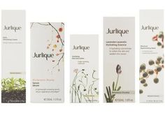 three different types of packagings with plants in the front and bottom, one for jurlique