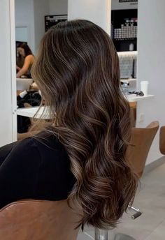 Cute Hair Dye Ideas For Brunettes Dark Brown Caramel Balayage, Dark Brown With Honey Balayage, Light Honey Highlights On Dark Hair, Dark Hair And Caramel Highlights, Dark Brown Natural Highlights, Soft Balayage Hair, Dark Brown Hair With Neutral Highlights, Tip Highlights Brown Hair, Elevated Brunette Hair