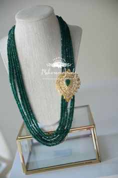 Tanveer Mala in Emeralds/ Multi-strand Emerald necklace, Natural emeralds, Bridal, Side Pendant, eme Gold Beaded Emerald Necklace, Green Single Strand Jewelry For Wedding, Emerald Bead, Kundan Earrings, Pearl Cream, Emerald Necklace, Necklace Long, Multi Strand Necklace, Bead Jewellery