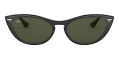 RAY-BAN Nina RB4314N 601/31This cat eye Ray-Ban sunglass comes in a black frame with green lenses.Ray-Ban is an iconic eyewear brand that has been at the forefront of sunglasses fashion since its establishment in 1937. With a legacy spanning decades, Ray-Ban has become synonymous with timeless style, exceptional quality, and innovation in eyewear design.Ray-Ban sunglasses are instantly recognizable and have achieved iconic status in popular culture. The brand's collections feature a range of cla Matte Black Cat Eye Sunglasses With Uva Protection, Matte Black Cat Eye Shield Sunglasses With Polarized Lenses, Green Cat Eye Sunglasses With Anti-reflective Coating, Green Polarized Cat Eye Sunglasses, Green Anti-reflective Cat Eye Sunglasses, Green Cat Eye Polarized Sunglasses, Luxury Green Cat Eye Sunglasses, Modern Green Cat Eye Sunglasses, Lila Grace Moss