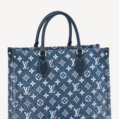 Lv Jeans, Louis Vuitton Denim, Onthego Mm, Louis Vuitton Onthego, Denim Maxi, Denim Blue, Monogram Canvas, Blue Leather, Bags Handbags