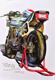 a drawing of a motorcycle with the number 33 on it's front wheel and tire