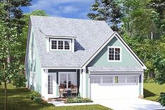 this is an artist's rendering of the front elevation of these house plans for small homes