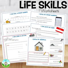 five worksheets with the words life skills and pictures for kids to print out