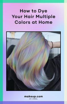 Find out how to section your hair to dye it multiple colors at home with this hair-coloring guide. Silver Hair With Rainbow Highlights, How To Dye Hair Multiple Colors At Home, Different Hair Color Techniques, Hair Dye Tutorial Step By Step, Dipped Hair Tips, Hair Dye Tips Of Hair, Pinwheel Hair Color Technique How To Do, How To Dye Hair At Home Step By Step, Temporary Hair Dye Ideas