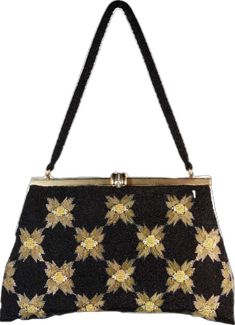 Rectangular Gold Embroidery Evening Bags, Formal Rectangular Evening Bag With Gold Embroidery, Gold Embroidered Evening Bag, Rectangular Evening Bags With Gold Beads, Elegant Beaded Evening Bag For Vintage Events, Evening Black Bags With Gold Embroidery, Elegant Gold Beaded Evening Clutch, Elegant Evening Clutch With Gold Beads, Antique Beaded Evening Bag