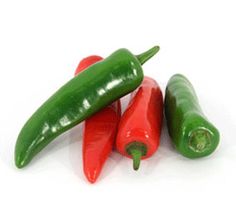 green and red peppers on a white background