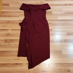 Formal Red Calf Length Dress. Worn Once, No Flaws Red V-neck Maxi Dress With Ruffle Hem, Wine Red Dress, Calf Length Dress, Size 12 Dress, Wine Red, Red Dress, Size 12, Colorful Dresses, Womens Dresses