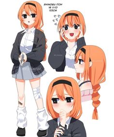 an anime character with orange hair and glasses