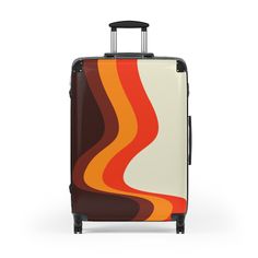 Groovy Retro Cabin Suitcase Traveling is best done in style, and these personalized suitcases help you do exactly that. Featuring three sizes, this personalized suitcase can be taken onboard your flight, with the small suitcase being able to fit into the cabin on a flight. Equipped with a safety lock and an adjustable handle for breezy movement through the airport and the city, this suitcase is made with cruelty-free faux leather that can accommodate your own artwork. .: Three Sizes Available - Retro Rectangular Cases With Luggage Sleeve, Retro Rectangular Travel Luggage, Retro Rectangular Travel Bag, Suitcases, Retro Cabin, Personalized Suitcase, Small Luggage, Cabin Suitcase, Best Suitcases