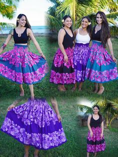 Dance elegantly in our Hula Pa'u Skirts made with colorful prints influenced by the stunning Hawaiian culture. As you dance with grace and feel surrounded by aloha, you will see these skirts are made for comfort and ease. Featuring an adjustable waist and four elastic bands, this ensures a snug fit for most dancers. With so many bright, vibrant and stunning options, finding the perfect print for you or your hula hālau won't be too hard! * 100% Poly Cotton * One size fits most (S-2XL) ~ Up to 60 inch waist. * Below knee length ~ 31 inches long. * 4 elastic bands. * Cut & sewn in Hawaii, USA. * Machine washable. More Made in Hawaii items: https://www.etsy.com/shop/NinthIsle?ref=search_shop_redirect Hawaiian Dance Outfit, Purple Long Skirt For Beach, Long Purple Beach Skirt, Hawaiian Skirt, Hula Skirt, Hula Dance, Hawaiian Culture, Flower Skirt, Native Style