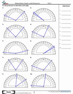 a set of three different angles worksheet