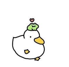 a drawing of a duck with a heart on its head and the words love is in the