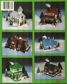 the instructions for building a christmas village in legos are displayed on a green background