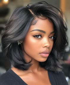 Nice Bob Hairstyles for Black Women 💁‍♀️ Black Woman Bangs Hairstyle, Black Women Mid Length Hairstyles, Bob On Black Women Real Hair, Mom Bob Black Women, Long Bob With Layers Black Women, Fall Color Bobs Black Women, See In Bob Weave Black Women, Long Layers Black Women, Feathered Bob For Black Women