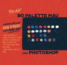 an advertisement for a photo shop with different colors and shapes on the front, including dots