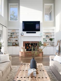 the living room is clean and ready to be used as a family room or office