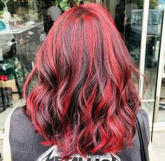 Red And Black Hairstyles, Black Hairstyles, Mid Length Hair, Hair Wear, Hair Strand, Hair Dye, Length Hair, Red And Black, Dyed Hair