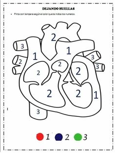 the worksheet for learning how to read and draw a heart with numbers in spanish